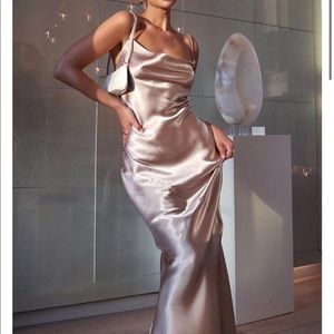 White Fox Boutique Blush Satin Dress